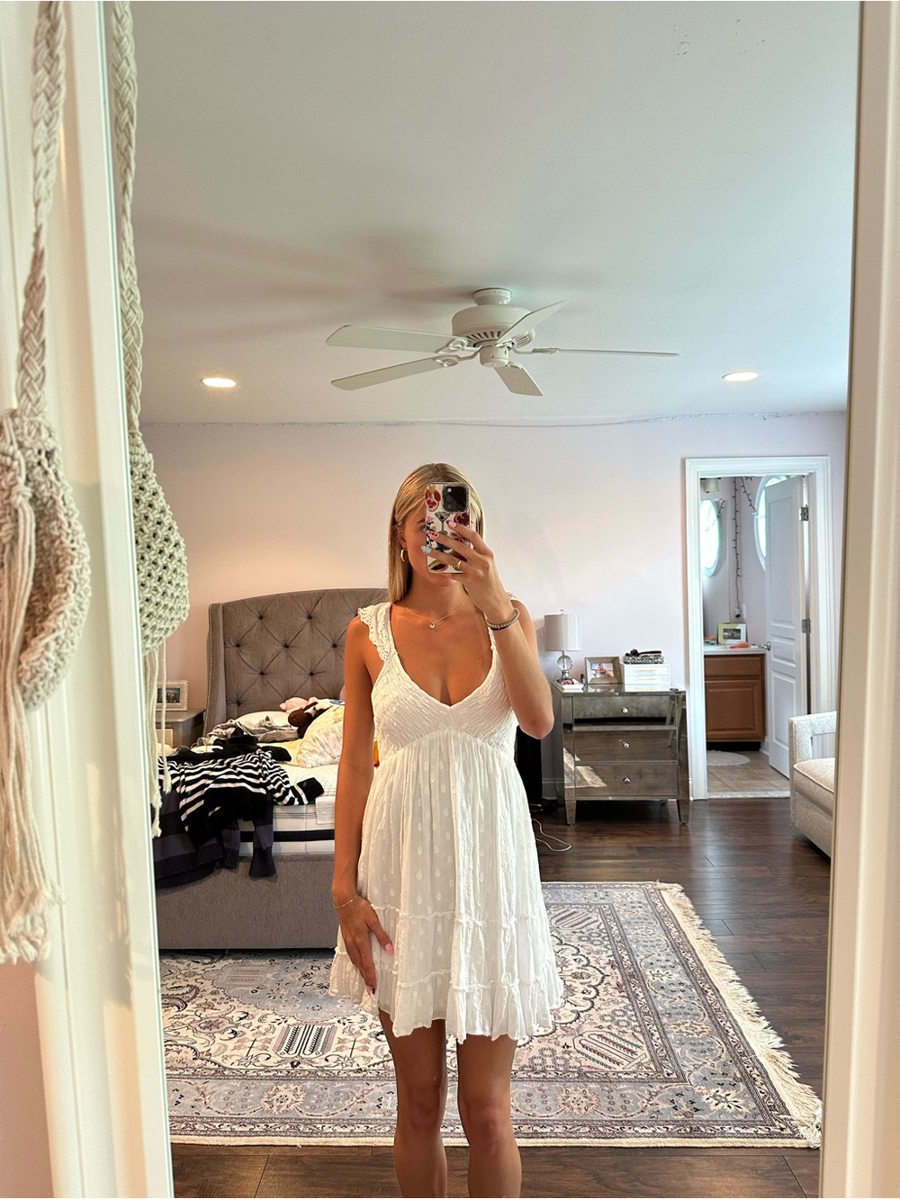 Urban Outfitters White Ruched Mini Dress